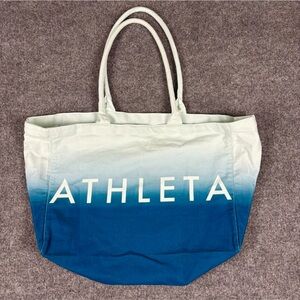 Athleta Blue Ombre large Tote Bag Canvas Gym Shopping Beach